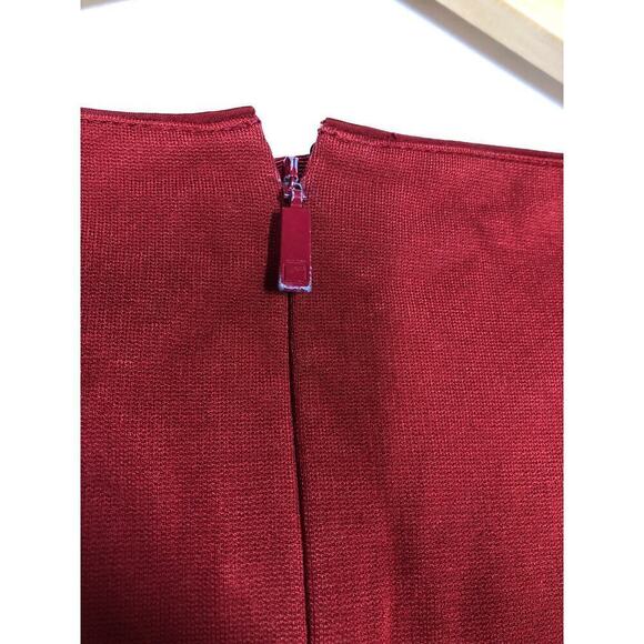 Lafayette 148 Aldrich Dress 3/4 Sleeve Boat Neck Midi Carnelian Red 18 - Picture 7 of 10